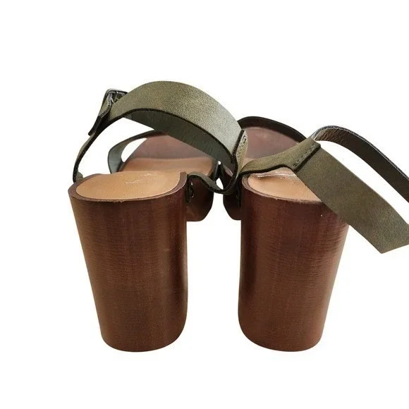 Madden Girl G Dean Platform Wood Block Heel Sandals Olive Green Size 7.5 - Picture 9 of 11